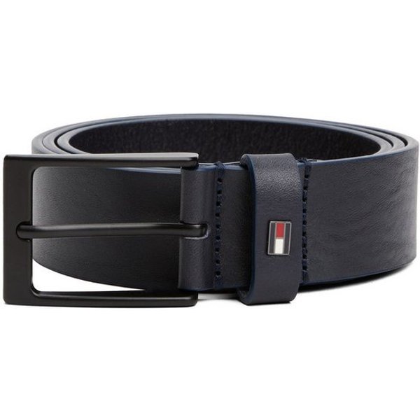 Tommy Hilfiger Ledergürtel LAYTON 3.5 cm breit Metallpatch, Einfachdornschließe