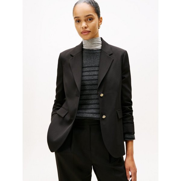 Tommy Hilfiger Longblazer TIMELESS WOOL REG STRT SB BLAZER mit Wolle