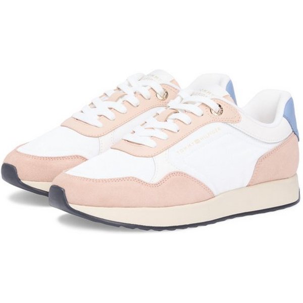 Tommy Hilfiger MIX MATERIAL RUNNER Plateausneaker, Freizeitschuh, Halbschuh, Schnürschuh mit modischem Kontrastbesatz