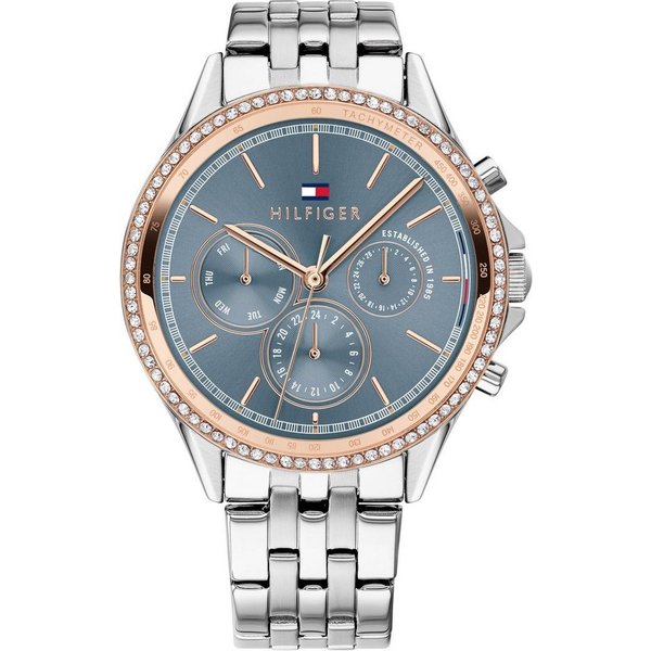 Tommy Hilfiger Multifunktionsuhr ARI 1781976, Quarzuhr, Armbanduhr, Damenuhr, Datum, Glaskristalle, Edelstahlarmband