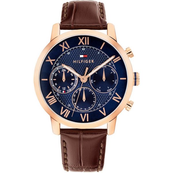 Tommy Hilfiger Multifunktionsuhr TH-OXFORD 1710727, Quarzuhr, Armbanduhr, Herrenuhr, Lederarmband, analog