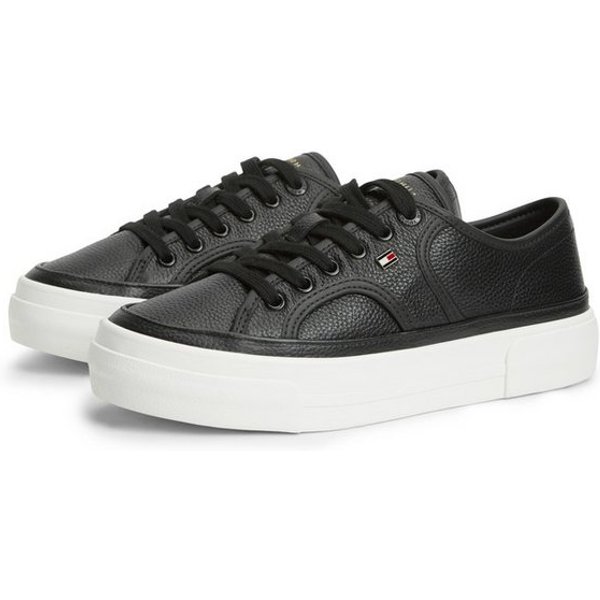 Tommy Hilfiger PLATFORM VULC SNEAKER PIPING LTR Plateausneaker Freizeitschuh, Halbschuh, Schnürschuh mit seitlichem Flaggen-Element