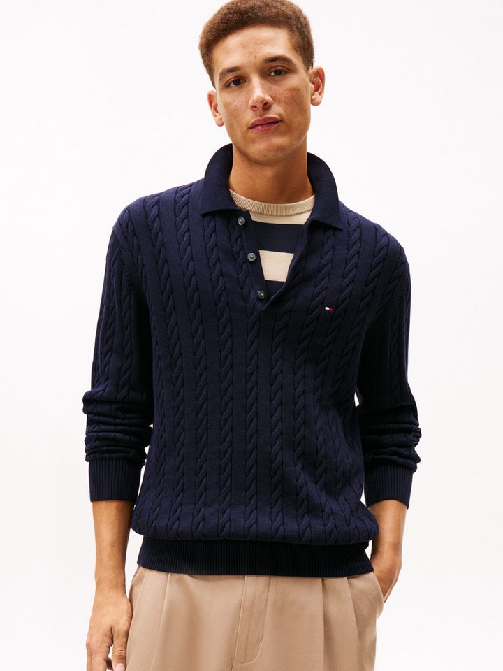 Tommy Hilfiger Polokragenpullover CLASSIC COTTON CABLE mit Zopfmuster, regular fit – Bild 2 von 5
