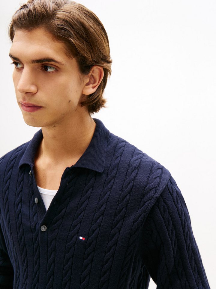 Tommy Hilfiger Polokragenpullover CLASSIC COTTON CABLE mit Zopfmuster, regular fit – Bild 3 von 5
