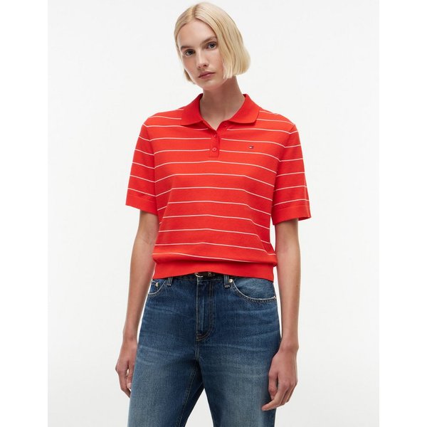 Tommy Hilfiger Polokragenpullover JERSEY STITCH MINI POLO Baumwollmischung, Polokragen, Kurzarm