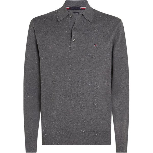 Tommy Hilfiger Polokragenpullover PIMA ORG CTN CASHMERE LS Flag-Stickerei auf Brust