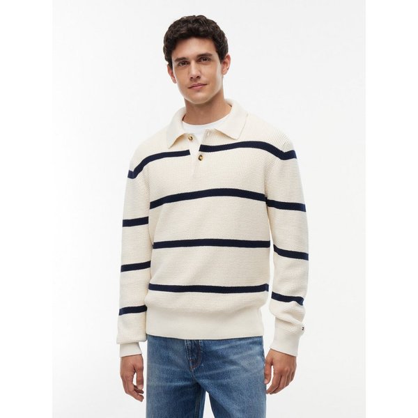Tommy Hilfiger Polokragenpullover WAFFLE STRUCTURE RUGBY Relaxed Fit