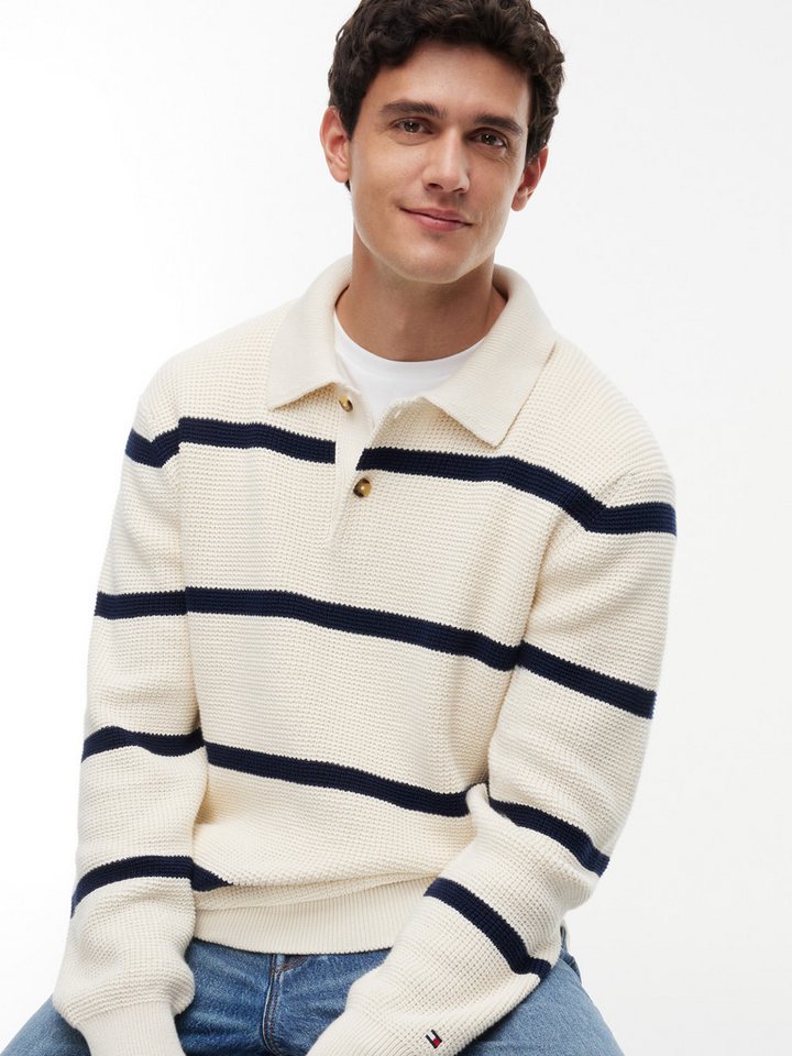 Tommy Hilfiger Polokragenpullover WAFFLE STRUCTURE RUGBY Relaxed Fit – Bild 2 von 5