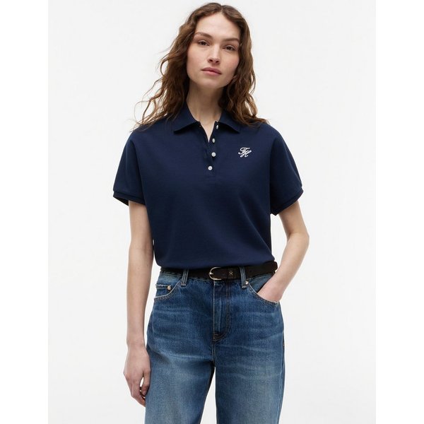 Tommy Hilfiger Poloshirt TH SCRIPT MODERN SS POLO Baumwollmischung, Polokragen, kurze Knopfleiste