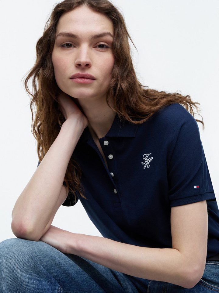 Tommy Hilfiger Poloshirt TH SCRIPT MODERN SS POLO Baumwollmischung, Polokragen, kurze Knopfleiste – Bild 3 von 5