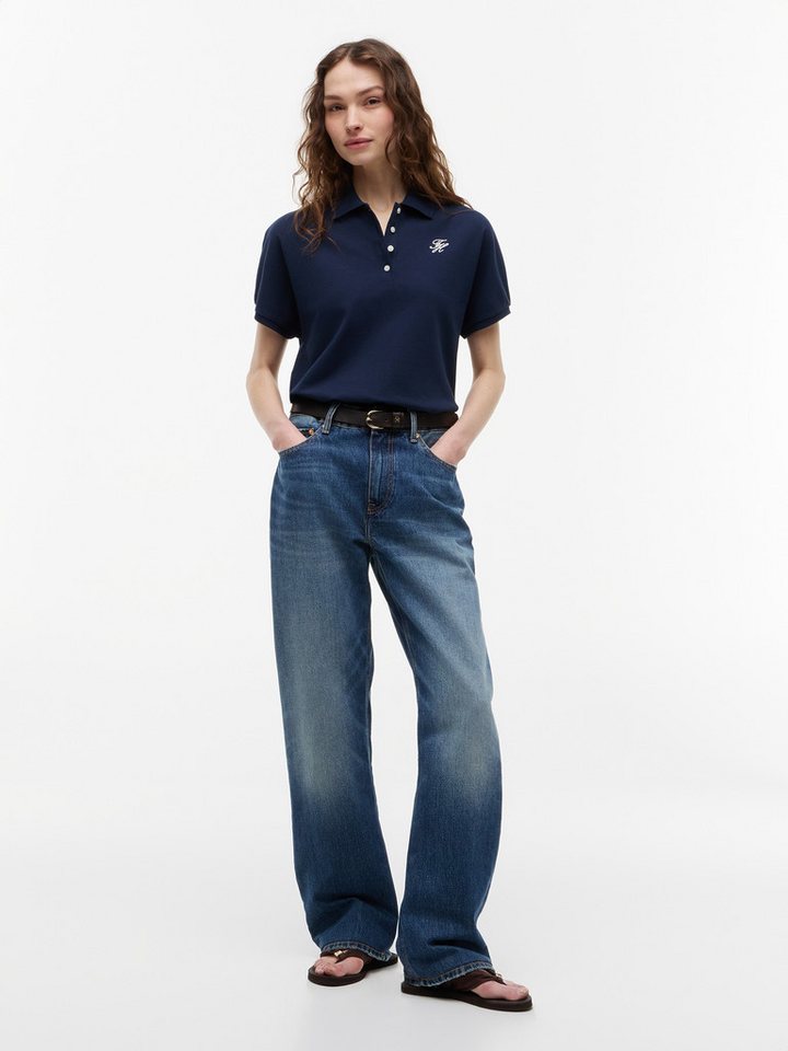 Tommy Hilfiger Poloshirt TH SCRIPT MODERN SS POLO Baumwollmischung, Polokragen, kurze Knopfleiste – Bild 4 von 5
