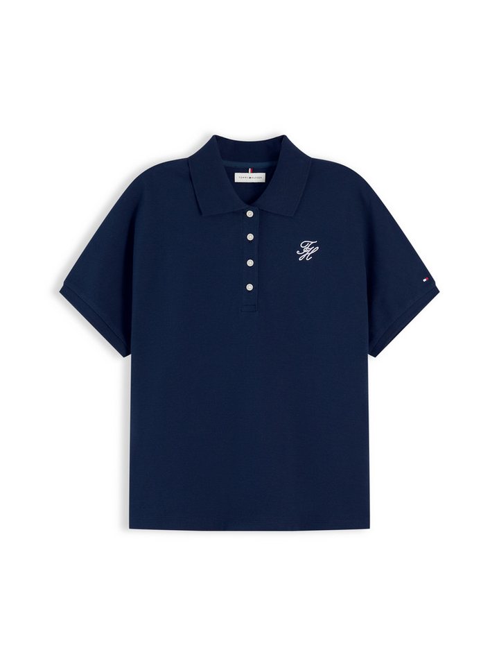 Tommy Hilfiger Poloshirt TH SCRIPT MODERN SS POLO Baumwollmischung, Polokragen, kurze Knopfleiste – Bild 5 von 5