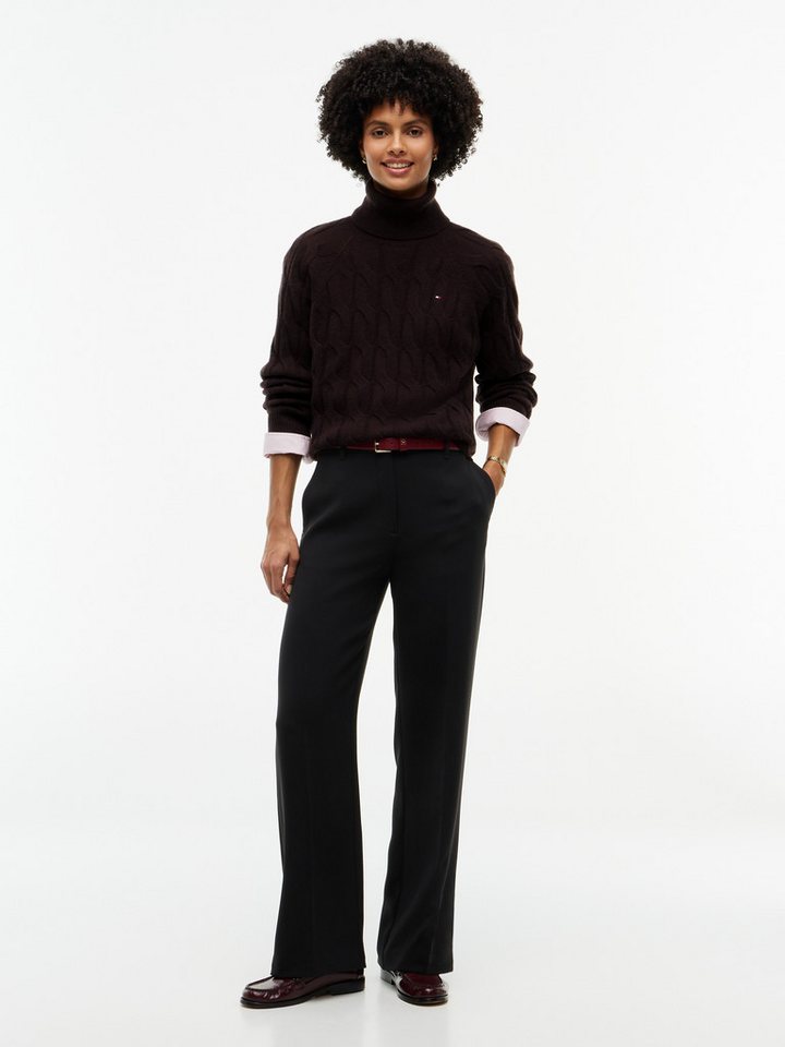 Tommy Hilfiger Rollkragenpullover SOFT WOOL CABLE ROLL-NK LS SWT aus Wolle, Zopfmuster – Bild 4 von 5