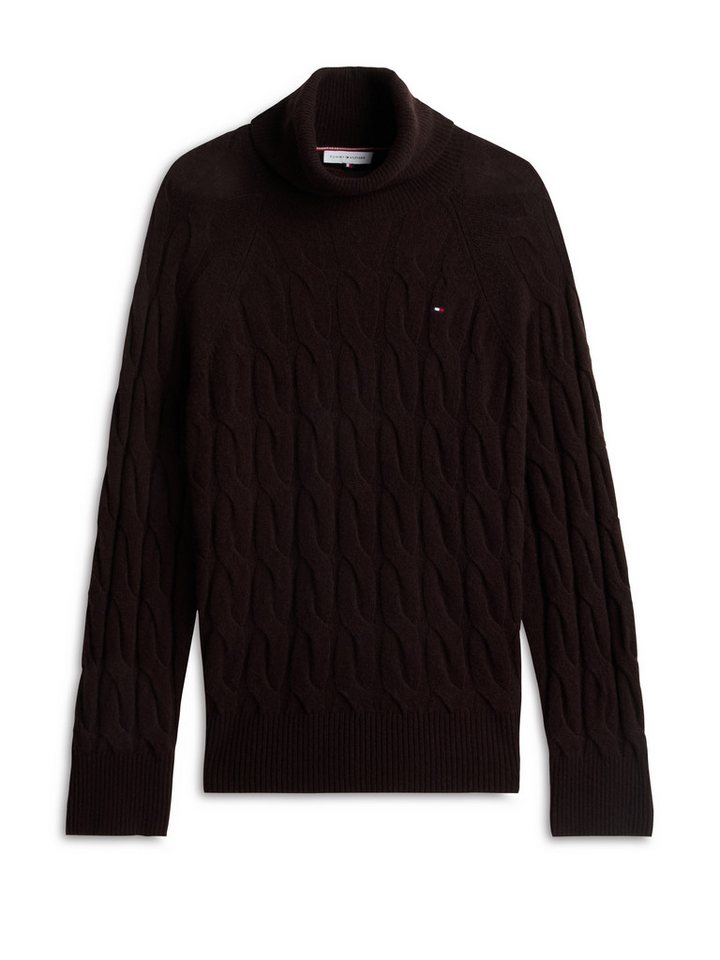 Tommy Hilfiger Rollkragenpullover SOFT WOOL CABLE ROLL-NK LS SWT aus Wolle, Zopfmuster – Bild 5 von 5