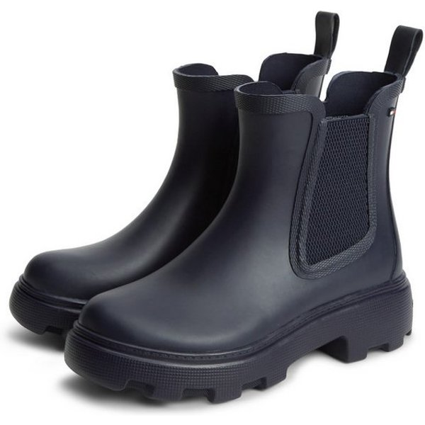 Tommy Hilfiger RUBBER FLAG CLEATED RAINBOOT Chelseaboots Stiefelette, Rainboots mit beidseitigem Stretcheinsatz