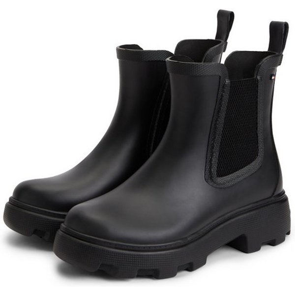 Tommy Hilfiger RUBBER FLAG CLEATED RAINBOOT Chelseaboots Stiefelette, Rainboots mit beidseitigem Stretcheinsatz