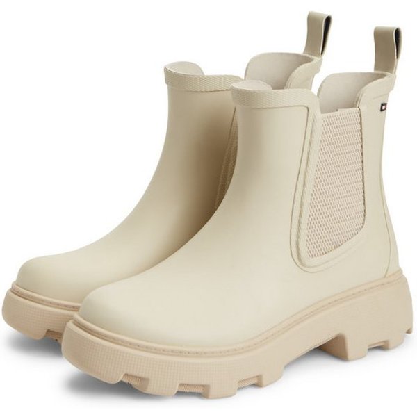 Tommy Hilfiger RUBBER FLAG CLEATED RAINBOOT Chelseaboots Stiefelette, Rainboots mit beidseitigem Stretcheinsatz