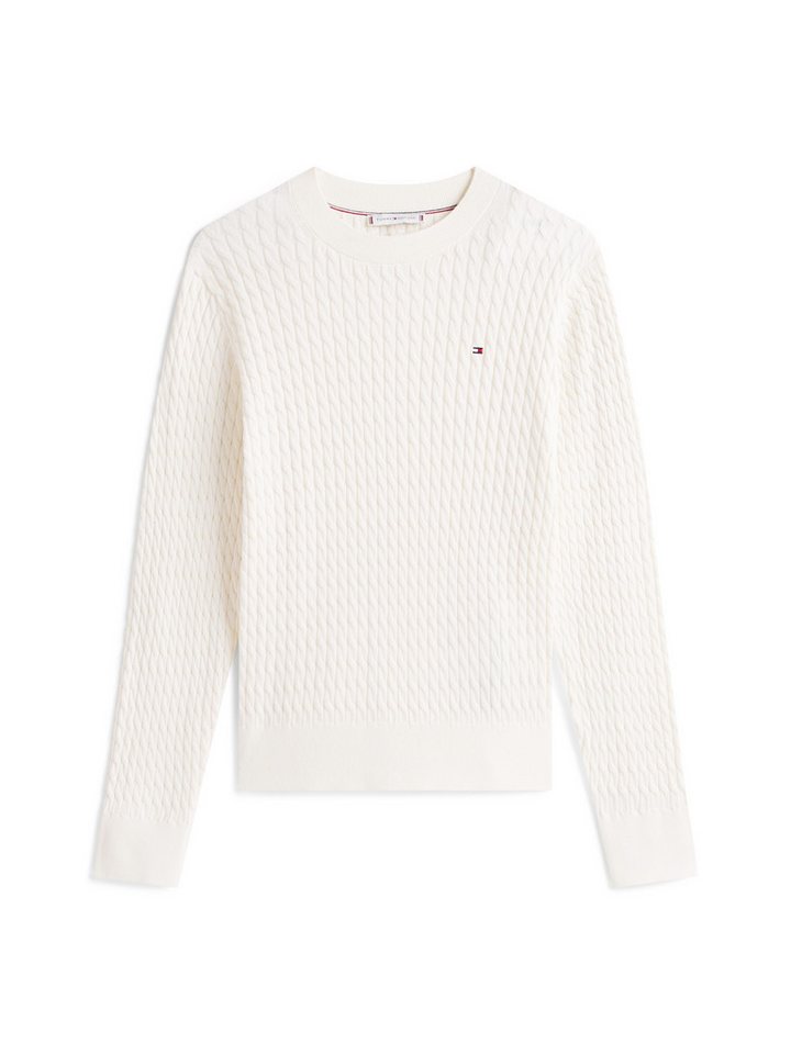 Tommy Hilfiger Rundhalspullover CO CABLE C-NK LS SWEATER Baumwolle, mit Zopfmuster, Regular Fit – Bild 4 von 5