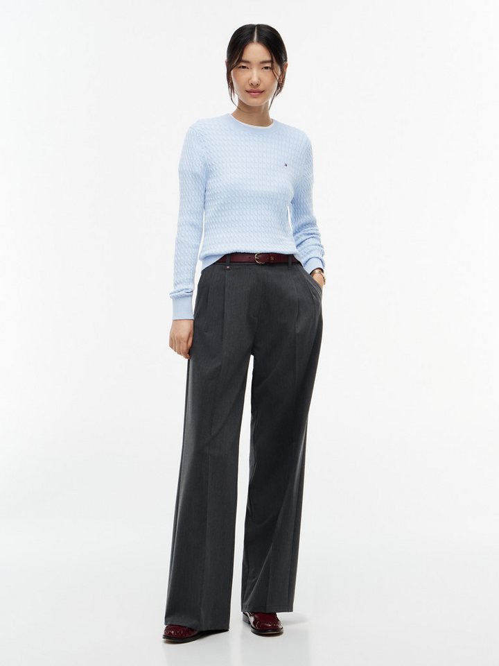Tommy Hilfiger Rundhalspullover CO CABLE C-NK LS SWEATER Baumwolle, mit Zopfmuster, Regular Fit – Bild 4 von 5