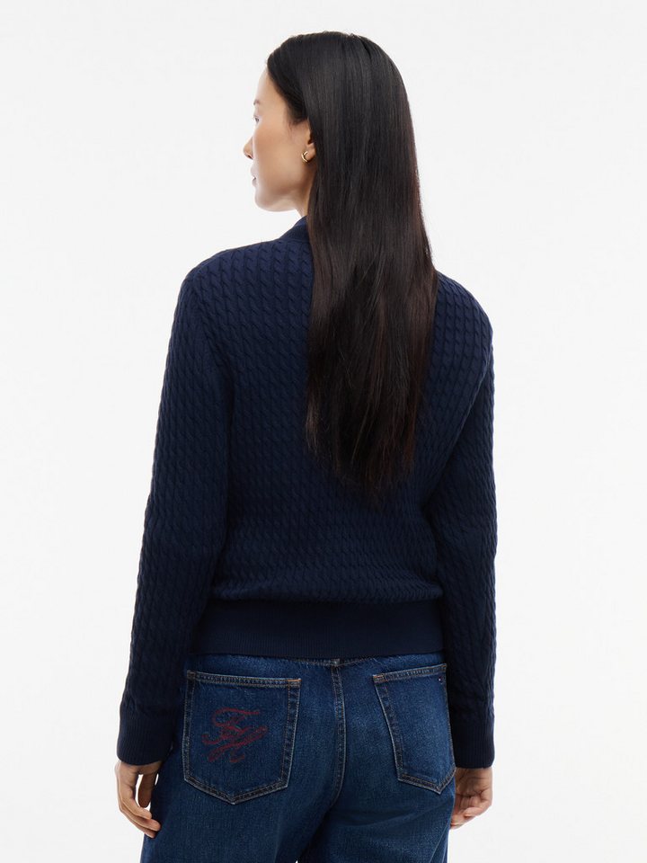 Tommy Hilfiger Rundhalspullover CO CABLE C-NK LS SWEATER Baumwolle, mit Zopfmuster, Regular Fit – Bild 3 von 5