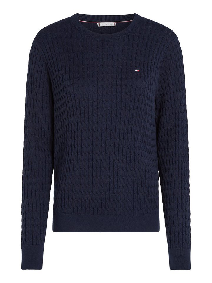 Tommy Hilfiger Rundhalspullover CO CABLE C-NK LS SWEATER Baumwolle, mit Zopfmuster, Regular Fit – Bild 5 von 5