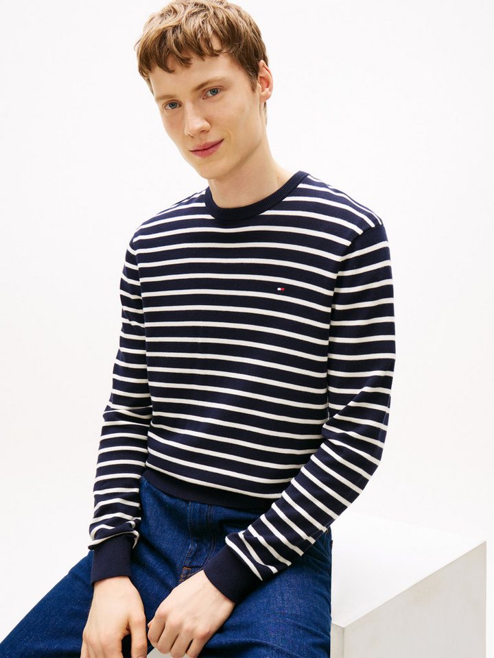 Tommy Hilfiger Rundhalspullover ESSENTIAL COTTON Crewneck Regular Fit Premium Mode – Bild 2 von 5