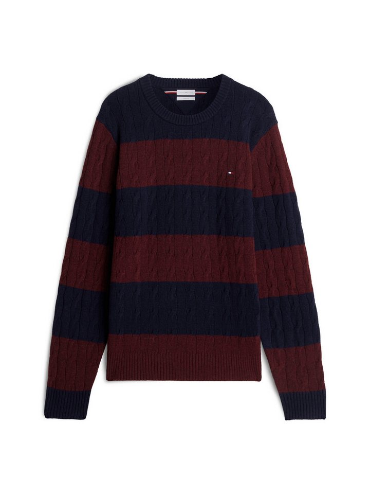 Tommy Hilfiger Rundhalspullover LAMBSWOOL CABLE CREW aus reiner Lammwolle mit Zopfmuster – Bild 5 von 5