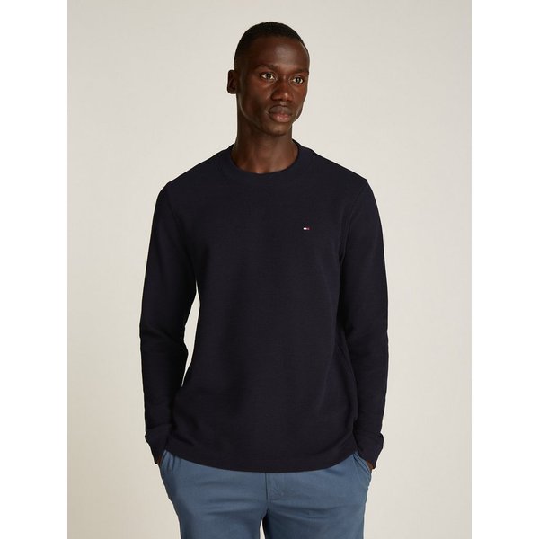 Tommy Hilfiger Rundhalspullover TEXTURED LS TEE mit Rundhalsausschnitt