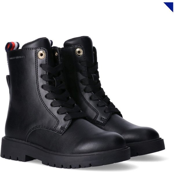 Tommy Hilfiger Schnürboots Herbstboots, Schnürstiefelette mit farbigem Textilband an der Ferse