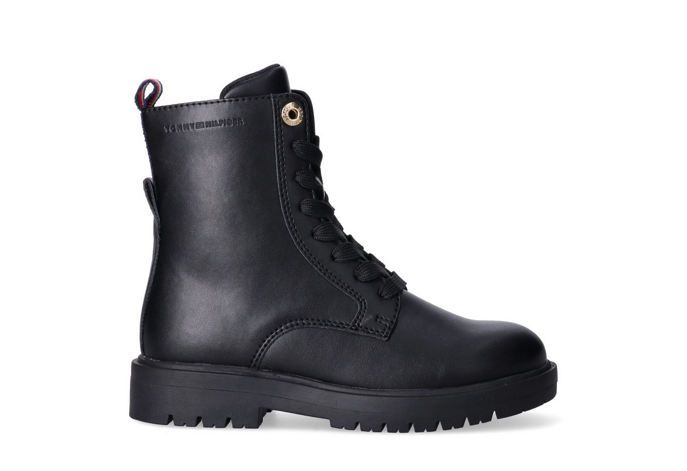 Tommy Hilfiger Schnürboots Herbstboots, Schnürstiefelette mit farbigem Textilband an der Ferse – Bild 4 von 5