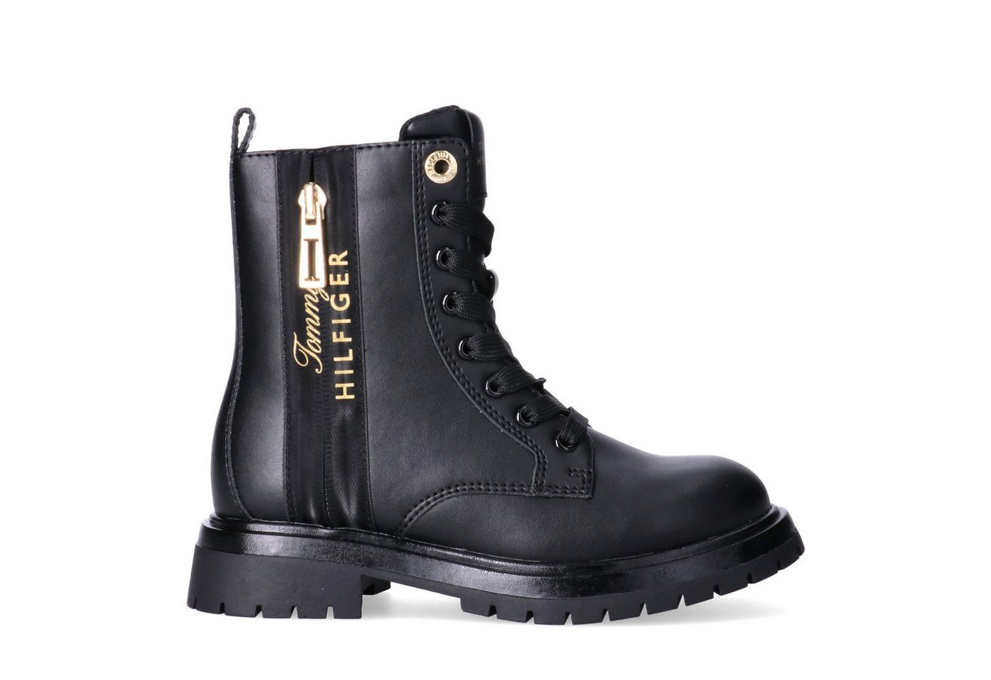 Tommy Hilfiger Schnürboots Schnürstiefelette, Logoschriftzug, weit für kräftige Kinderfüße – Bild 4 von 5