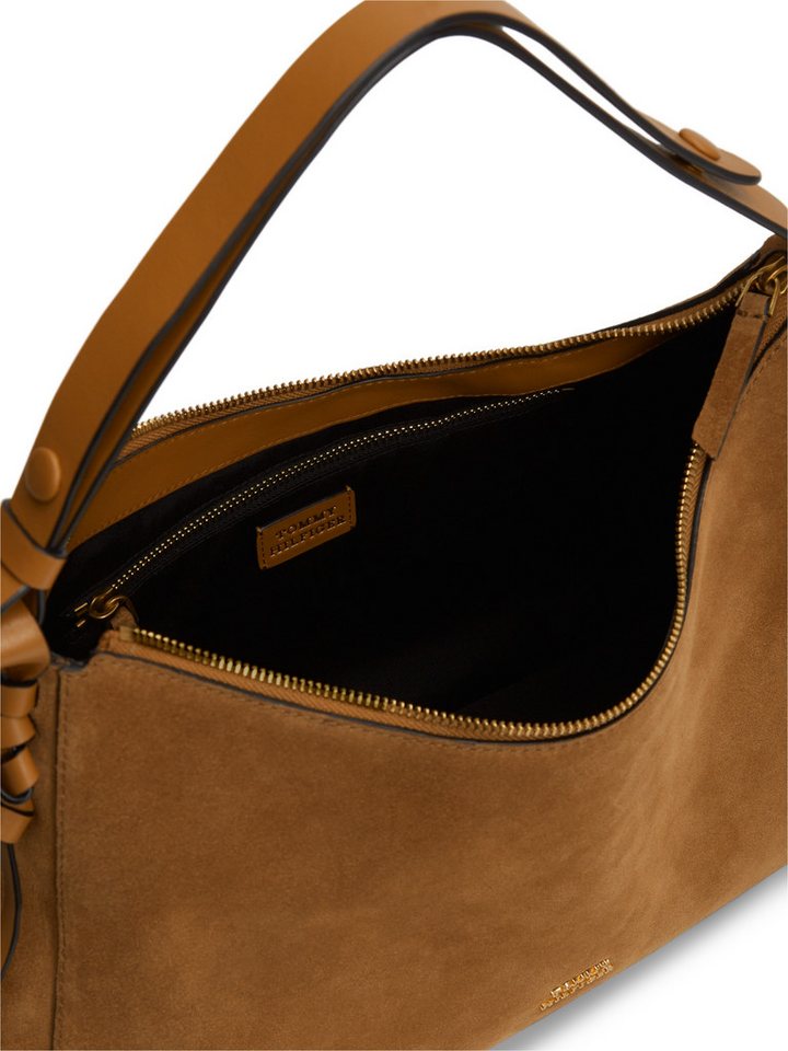 Tommy Hilfiger Schultertasche TH STATEMENT SHOULDER BAG SUEDE, Damen Umhängetasche, Handtasche mit Logoschriftzug – Bild 5 von 5