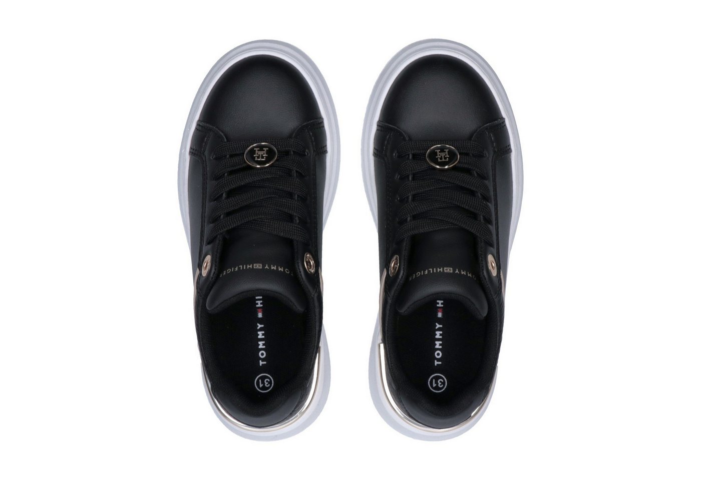 Tommy Hilfiger Sneaker Freizeitschuh, Halbschuh, Schnürer mit goldfarbenen Details – Bild 4 von 5