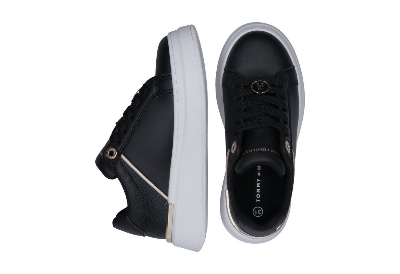 Tommy Hilfiger Sneaker Freizeitschuh, Halbschuh, Schnürer mit goldfarbenen Details – Bild 5 von 5
