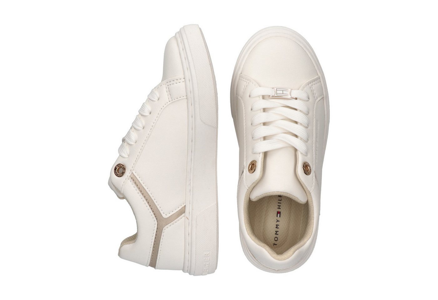 Tommy Hilfiger Sneaker Freizeitschuh, Schnürschuh mit Besatz in Metallicoptik – Bild 4 von 5