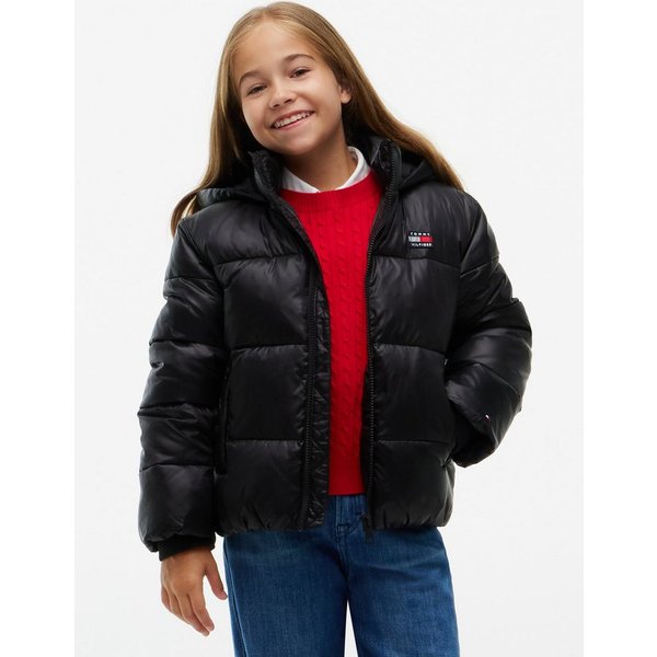 Tommy Hilfiger Steppjacke mit Kapuze, Regular Fit, leicht glänzendes Material