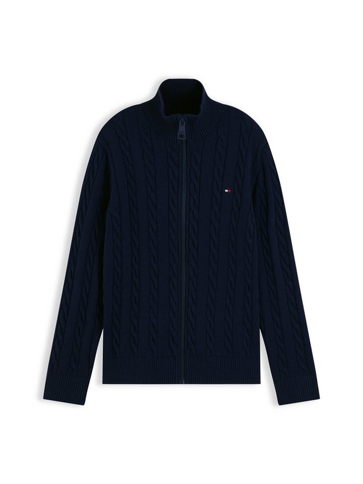 Tommy Hilfiger Strickjacke Zopfmuster, Stehkragen, reine Baumwolle, Kinder bis 16 Jahre – Bild 5 von 5