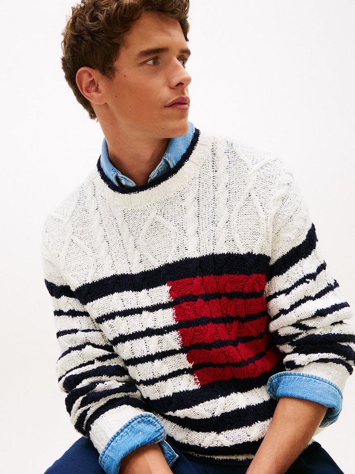 Tommy Hilfiger Strickpullover BRETON FLAG CABLE Regular fit mit Rundhalsausschnitt – Bild 2 von 5