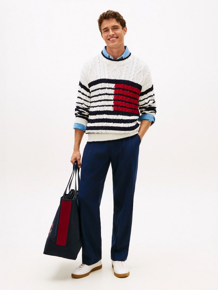 Tommy Hilfiger Strickpullover BRETON FLAG CABLE Regular fit mit Rundhalsausschnitt – Bild 3 von 5