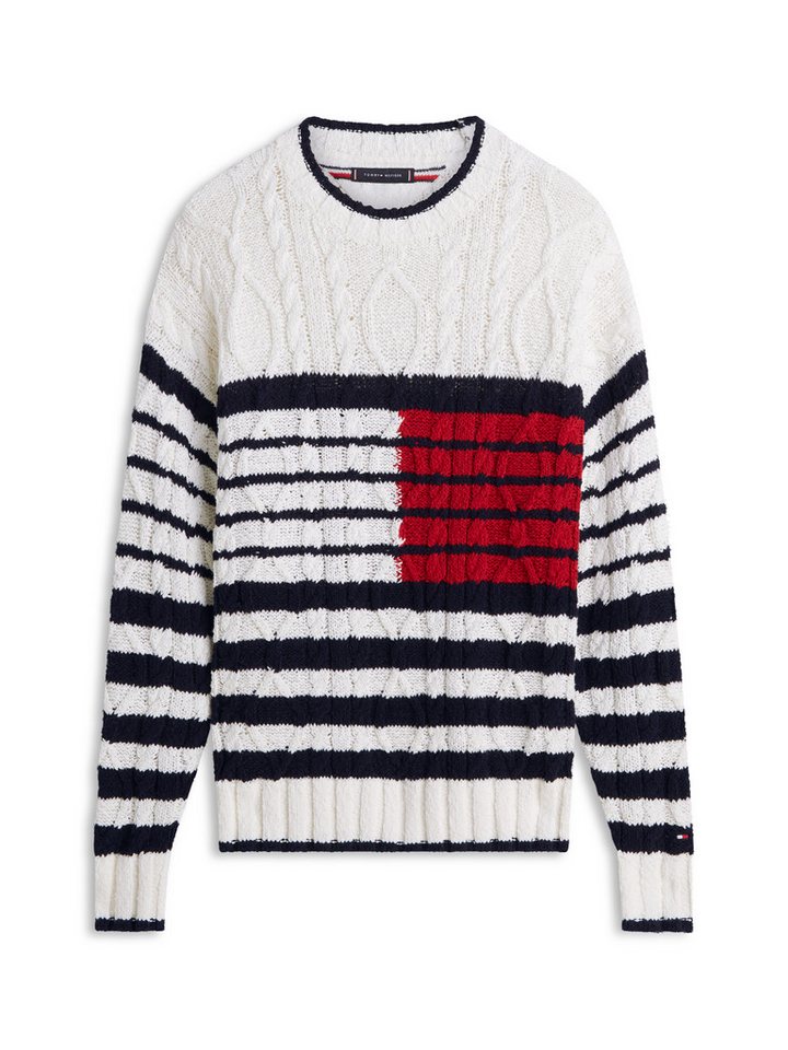 Tommy Hilfiger Strickpullover BRETON FLAG CABLE Regular fit mit Rundhalsausschnitt – Bild 4 von 5