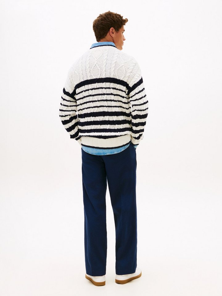 Tommy Hilfiger Strickpullover BRETON FLAG CABLE Regular fit mit Rundhalsausschnitt – Bild 5 von 5