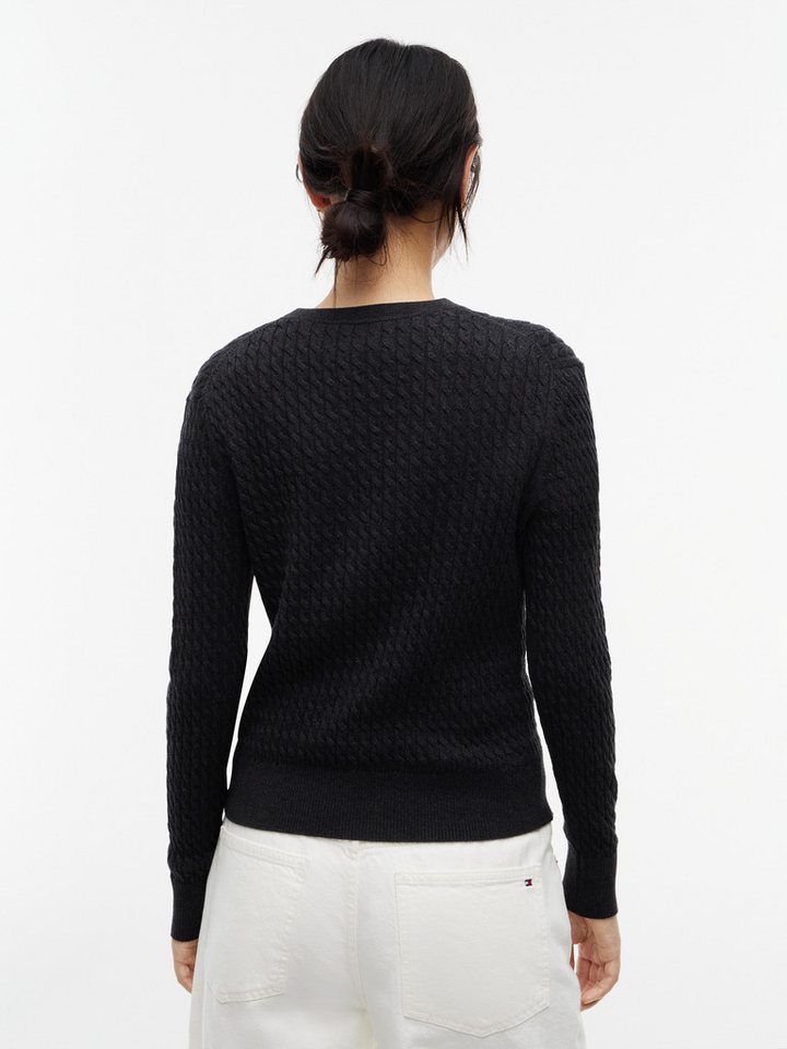 Tommy Hilfiger Strickpullover CO CABLE FINE GG V-NK LS SWT Baumwolle, mit Zopfmuster – Bild 2 von 5