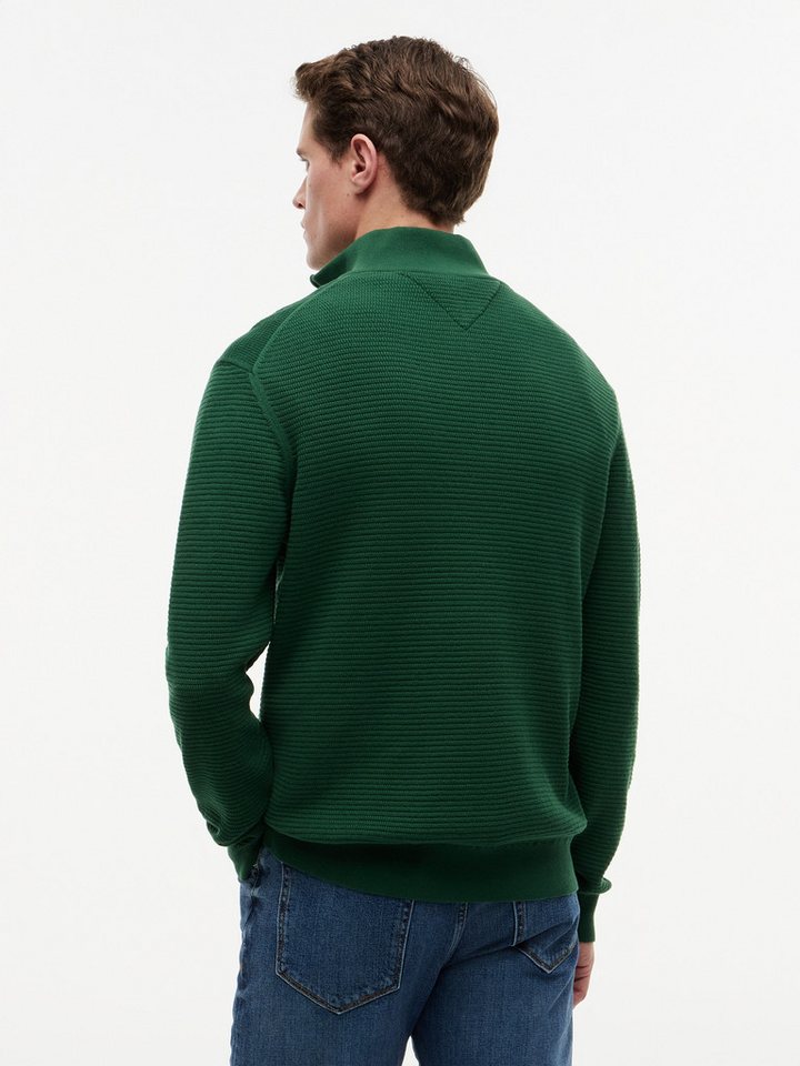 Tommy Hilfiger Strickpullover SEASONAL STRUCTURE ZIP MOCK Regular fit mit Troyerkragen – Bild 2 von 5