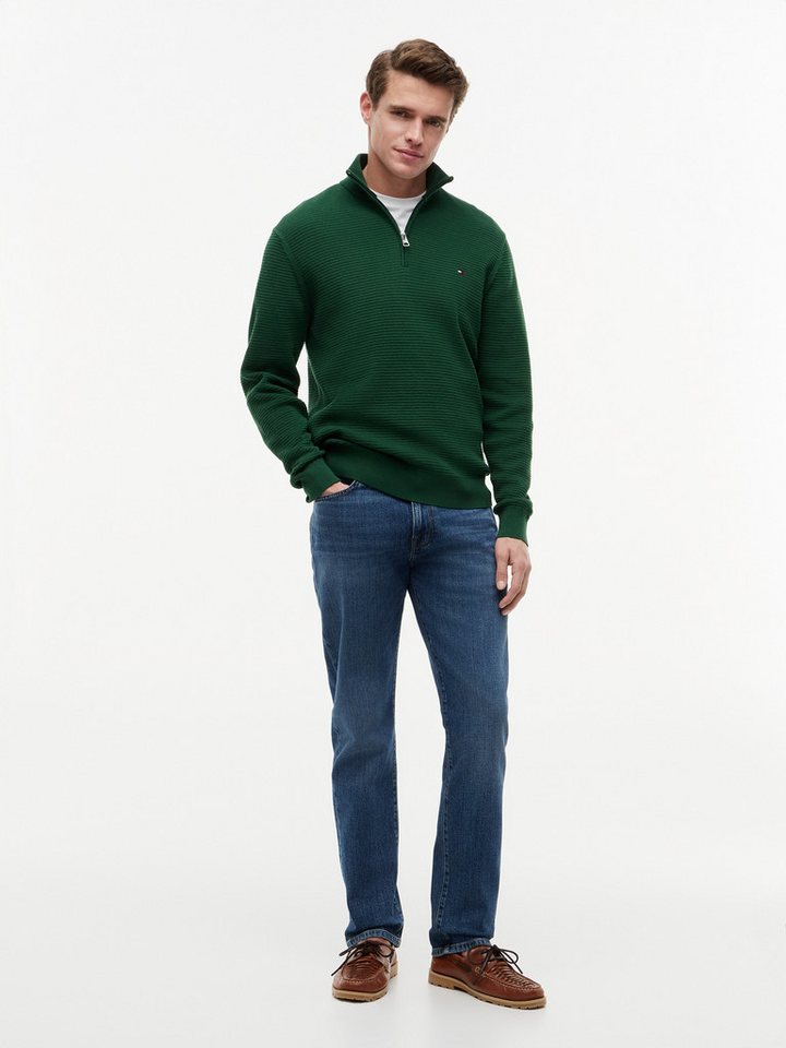 Tommy Hilfiger Strickpullover SEASONAL STRUCTURE ZIP MOCK Regular fit mit Troyerkragen – Bild 4 von 5