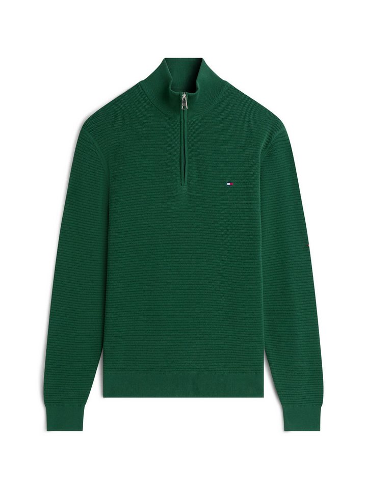 Tommy Hilfiger Strickpullover SEASONAL STRUCTURE ZIP MOCK Regular fit mit Troyerkragen – Bild 5 von 5