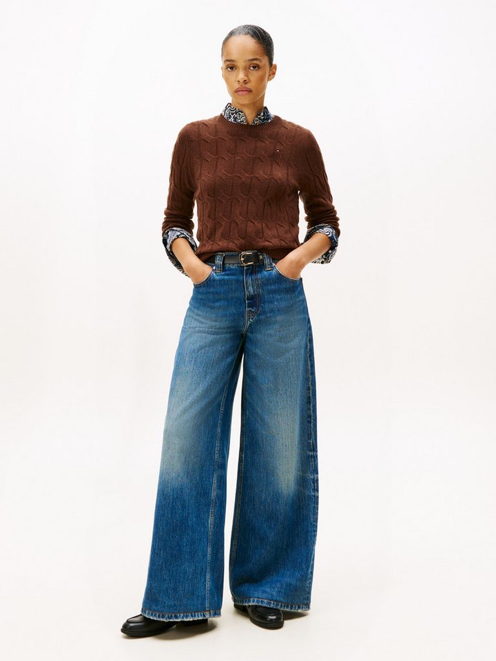Tommy Hilfiger Strickpullover SOFT WOOL CABLE C-NK mit Zopfmuster, aus reiner Wolle – Bild 3 von 5
