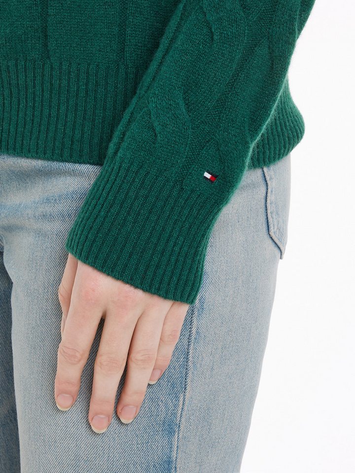 Tommy Hilfiger Strickpullover SOFT WOOL CABLE C-NK mit Zopfmuster, aus reiner Wolle – Bild 3 von 5