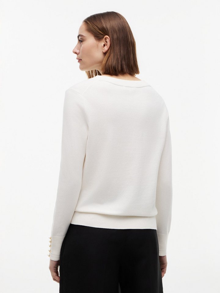 Tommy Hilfiger Strickpullover STITCH V-NECK mit Knopfdetail am Ärmel, Regular Fit – Bild 2 von 5