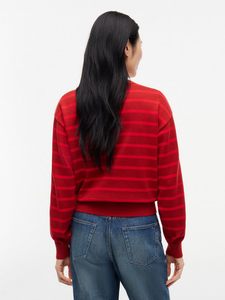 Tommy Hilfiger Strickpullover STRIPED SCRIPT LOGO SWEATER LS Baumwolle, goldfarbene Zierknöpfe – Bild 3 von 5