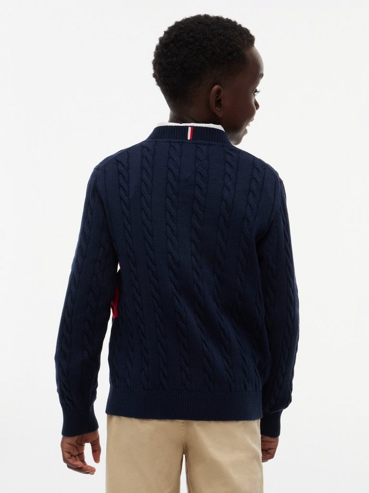 Tommy Hilfiger Strickpullover Zopfmuster, Regular Fit, reine Baumwolle, Kinder bis 16 Jahre – Bild 3 von 5